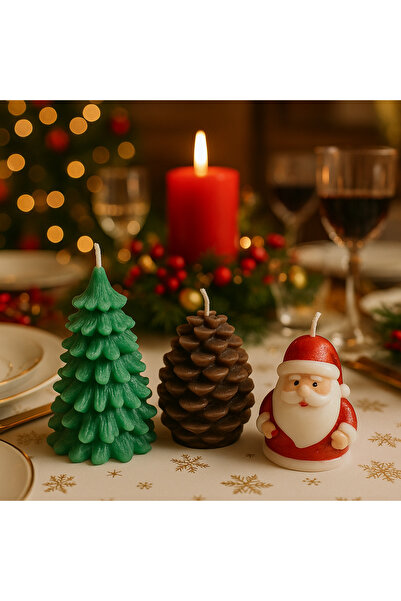 KSN CONCEPT Dekoratif Noal Baba Çam Ağacı Kozalak mum hediyelik