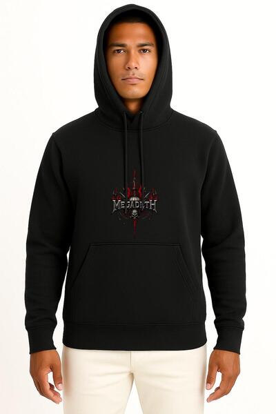Bahriyeli Collection Hooded Megadeth Chest Printed Unisex Sweatshirt