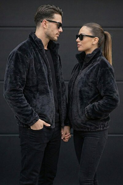 Delpino Unisex Γυναικείο Ανδρικό Μπουφάν Ζευγάρι Πλεστό Μισό oversized Παλτό