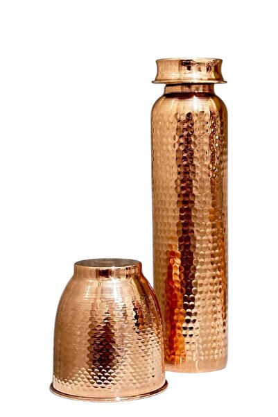 gulflower nude 100% Pure Copper Flask and Cup Handmade Set Hammer Model