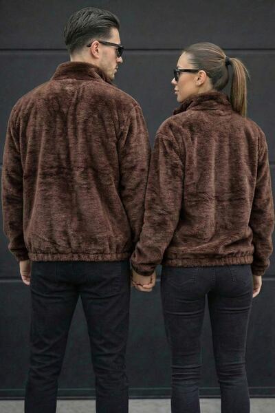 Delpino Unisex Women Men Lover Plush Half Oversized Coat Jacket