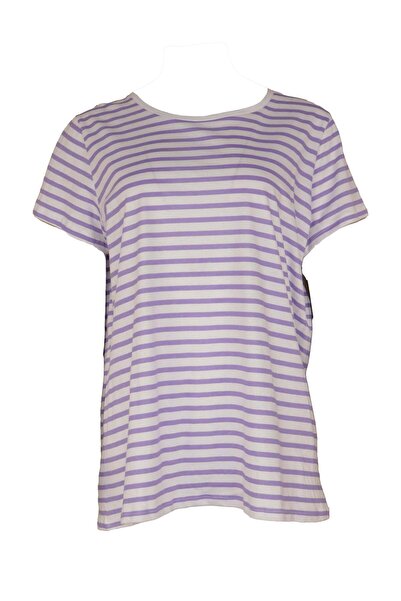 ORSAY Purple Strip White T-shirt
