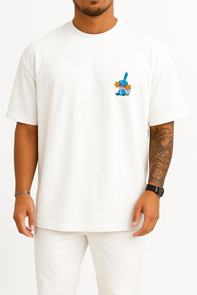 Bahriyeli Collection supradimensionat Mudkip Cep cu imprimeu Unisex tricou
