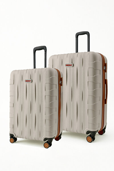 louisiana polo 2'li Valiz Seti Orta Boy - Kabin Boy Vizon-Taba 1167