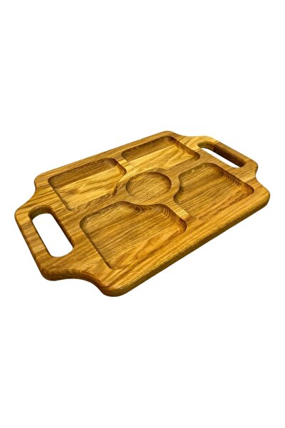Ceramica Martinescu Walnut serving platter, compartmentalized, for arrangements and snack presentation