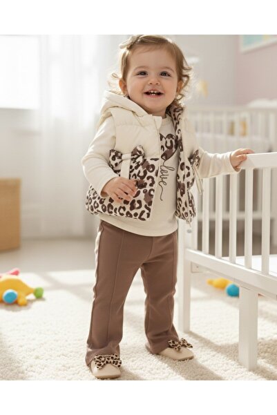 Egelite Baby Girl Leopard Patterned Inflatable Vest Set , Flared with Legging...