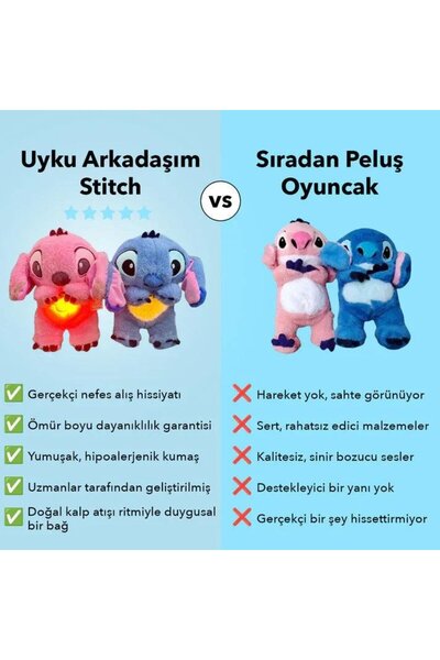 Meanyou Nefes Alan Peluş, Uyku Arkadaşım Stitch Pembe, Oyuncak Ayıcık, Peluş ...