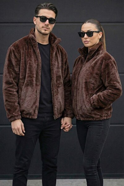 Delpino Unisex Women Men Lover Plush Half Oversized Coat Jacket