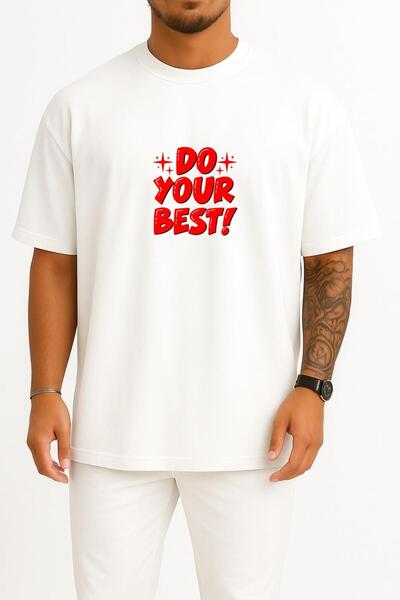 Bahriyeli Collection Tricou unisex cu imprimeu "Do Your Best" - B supradimens...
