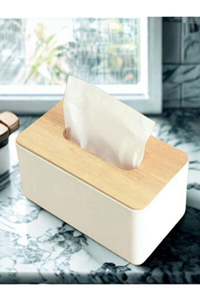 NiHaLCo 2-Piece Bamboo Lid Napkin Holder Presentation Holder Decorative Desktop Organizer Napkin Box