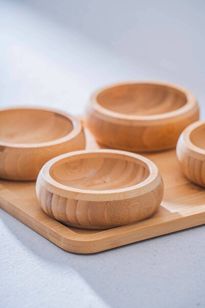 Reoona Set of 4 Presentation Bowls with Bamboo Tray