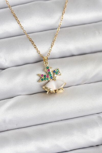 Skygo قلادة نسائية من الفولاذ 316L بلون ذهبي على شكل جرس عيد الميلاد - TJ-BKO...