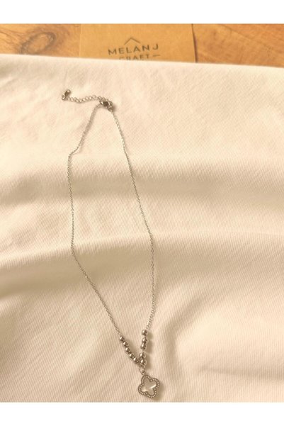 Melanj Craft Small Bulk Clover Steel Necklace - Silver