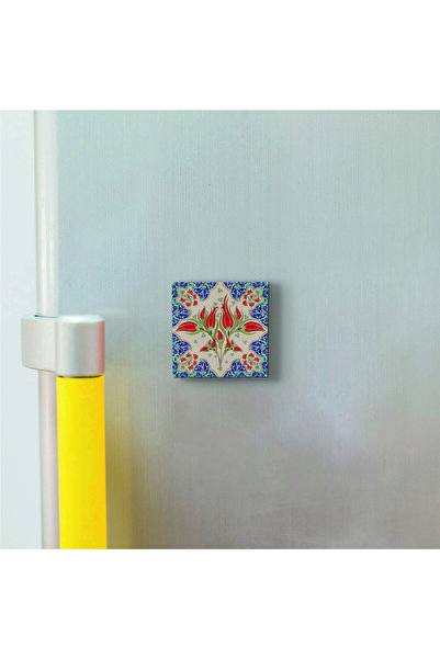 Souvenest Ottoman i̇znik china pattern b Printed natural stone magnet 5cm x 5cm | Kd–39