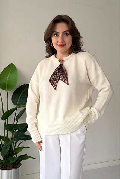 Elfin Soft Women's Knit Sweater with Scarf