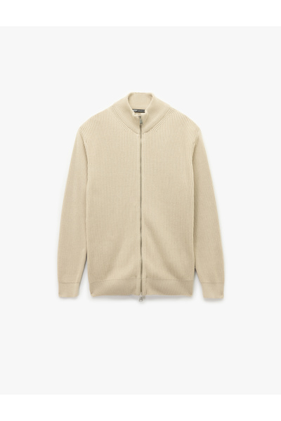 Koton Long Sleeve Cotton Full Zip Knit Cardigan