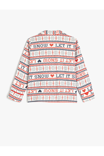 Koton New Year's Print Cotton Long Sleeve Pajama Top