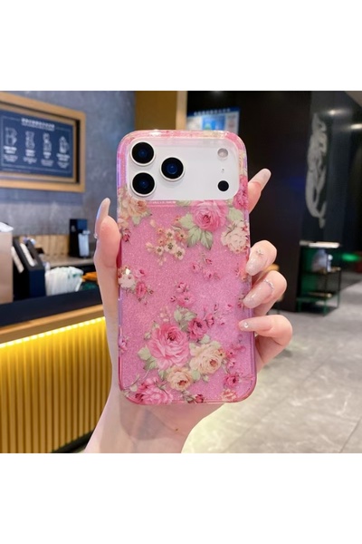 HYPERSOFT حافظة أنيقة متوافقة مع آيفون 14 برو (6.1 بوصة) بنمط الزهور اللامعة