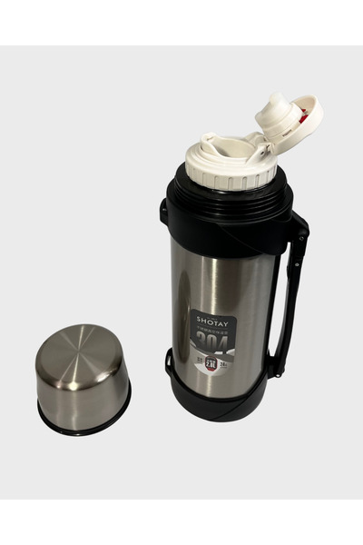 Shotay 2 L Steel Thermos |   304 Stainless Steel, Vacuum Insulated, Leakproof, Hot-Cold Preservation - Gray