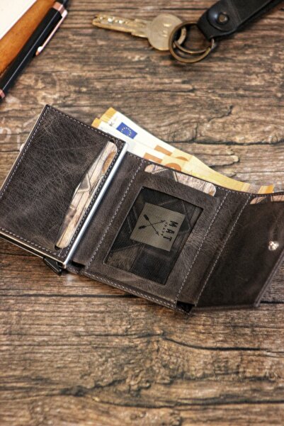 MAT CRAFT Genuine Leather Mechanism Wallet |   Card Holder |   With Card Holder |   Keychain with Gift |   In a Gift Box