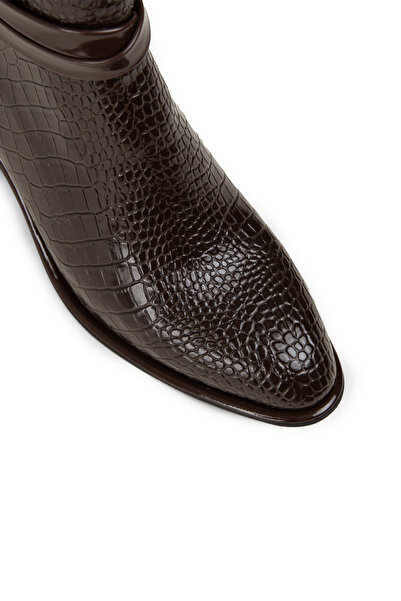 Deery Women's Brown Crocodile Pattern Boots