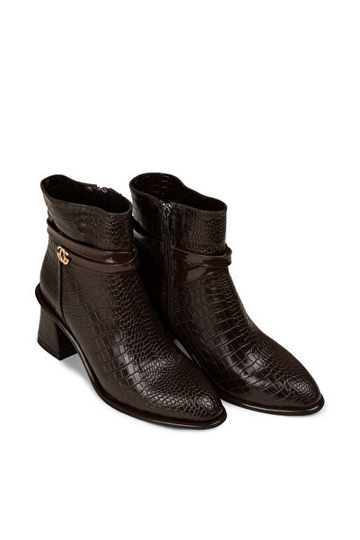 Deery Women's Brown Crocodile Pattern Boots