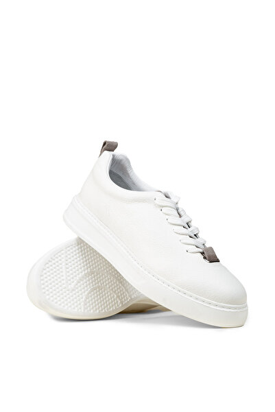 Deery Men's White Genuine Leather Sneakers