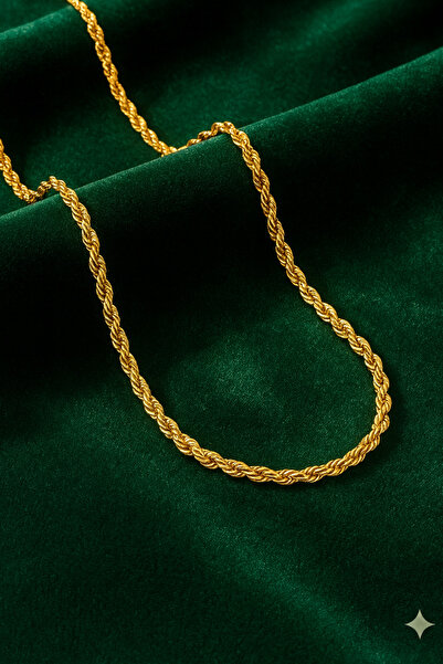 Z&T ACCESORIES قلادة نسائية من الفولاذ بسلسلة ملتوية ذهبية اللون