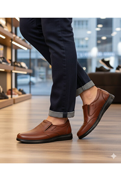 GÜR MODA AYAKKABI Inside and Outside Genuine Leather Orthopedic Leather Lining Laceless Loafers Daily Classic Shoes