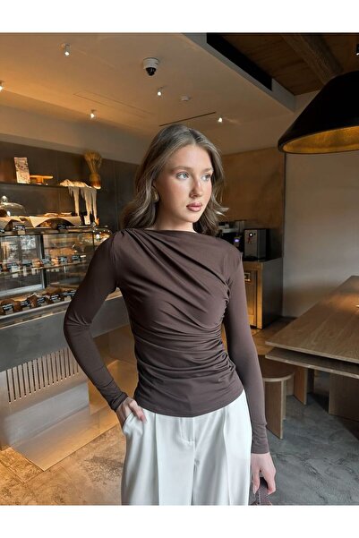 MY AURA Kadın sandy balıkcı yaka drapeli bluz