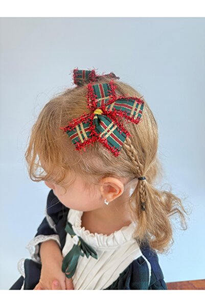 SAKLIDESİGN Yılbaşı simli fiyonk model 2 ‘li Klips çocuk toka