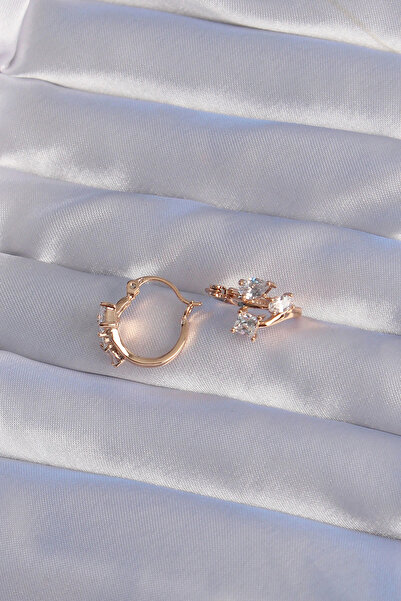 HarmonyAura Xuping Rose Color Zircon Jewelled Hoop Earrings