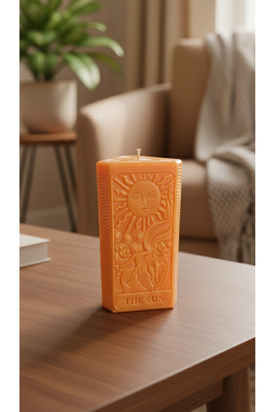Raw Home The Sun Tarot Mandalina Kokulu El Yapımı Dekoratif Blok Mum