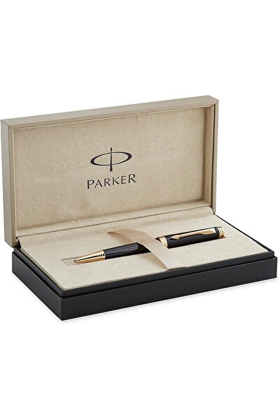 Parker باركر بريمير قلم حبر جاف | طلاء أسود عميق مع زخرفة ذهبية | علبة هدايا | 4609
