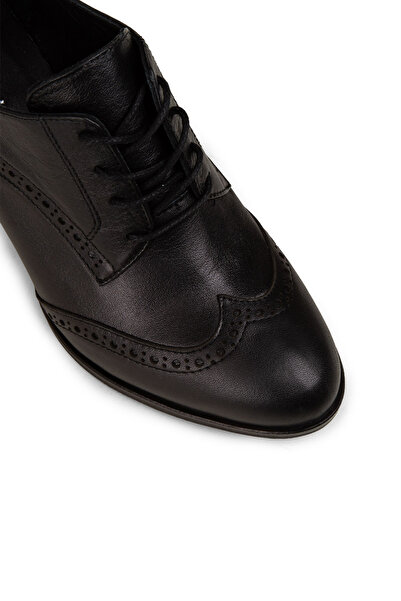 Deery Women's Genuine Leather Black Casual Heeled Shoes