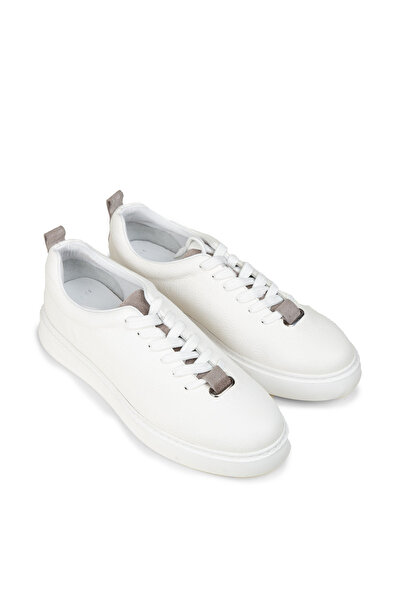 Deery Men's White Genuine Leather Sneakers