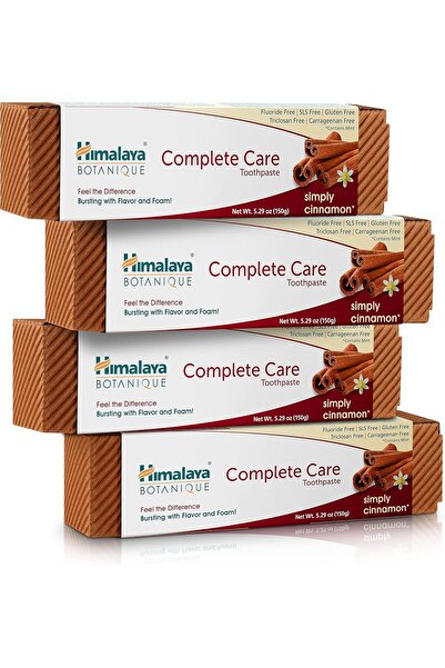 Himalaya Botanique Complete Care Toothpaste, Cinnamon, Fluoride-Free, 5.2 oz (Pack of 4)