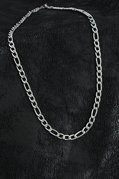 Ekince 316L Steel Thick Figaro Chain Model Silver Color Men's Necklace