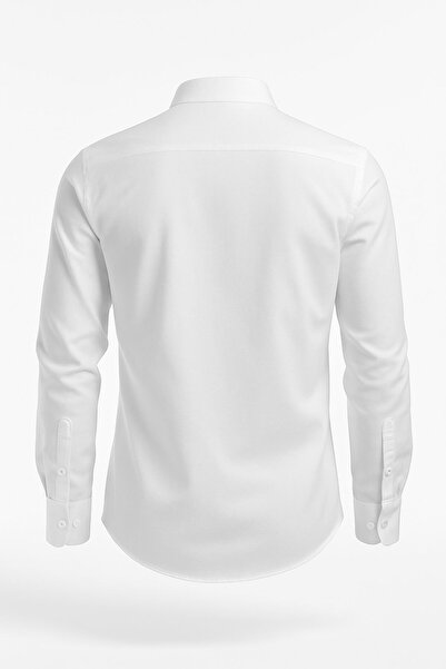 Plus Scorpion Ανδρικό πουκάμισο Classic εφαρμοστό – Ύφασμα που αναπνέει, κομψό πουκάμισο γραφείου, λευκό/μαύρο