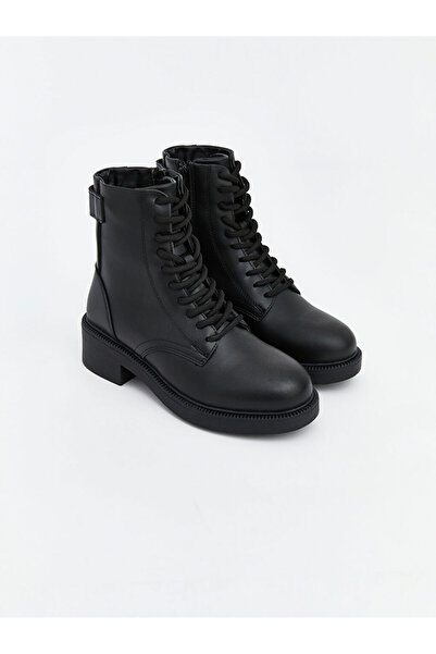 LC Waikiki Lcw Steps Black Leather Look Lace up Women's Boots