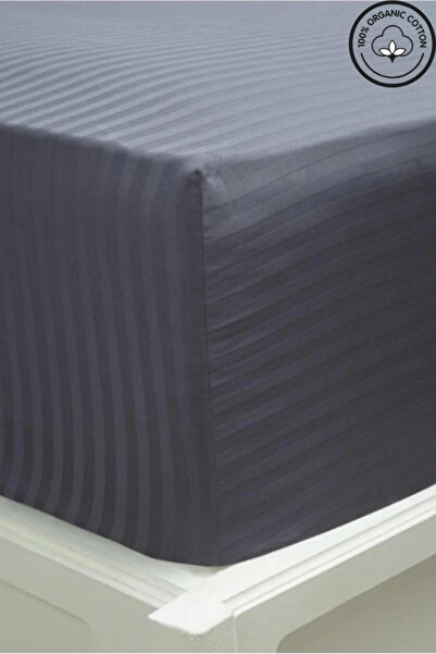 VESSİNOHOME Calmia Series Single Striped Satin Fitted Sheet - Soft, Shiny, Non-Slip Premium Fabric