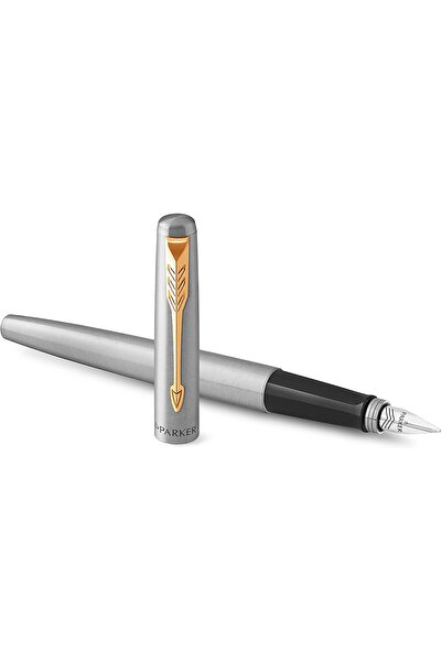 Parker Jotter Duo Gift Set – Stainless Steel Ballpoint & Fountain Pen, Gold Trim, Blue Ink