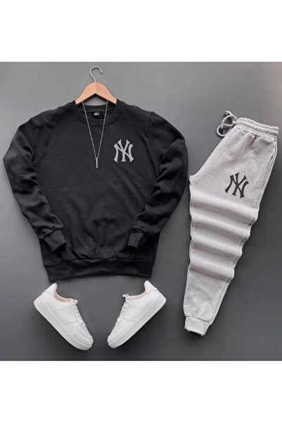 woonkey Unisex Bay Ny Printed Tracksuit Set Cotton 2-Piece Set