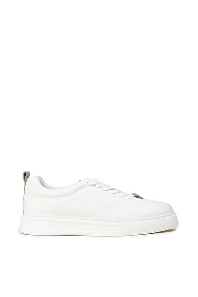 Deery Men's White Genuine Leather Sneakers