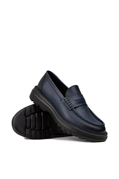 Deery Men's Blue Genuine Leather Loafers