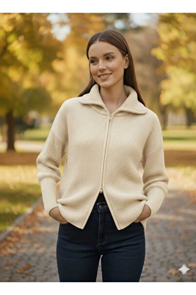 ikomteks Double Zipper Women's Cardigan