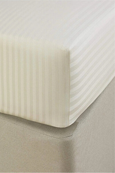 VESSİNOHOME Calmia Series Single Striped Satin Fitted Sheet - Soft, Shiny, Non-Slip Premium Fabric