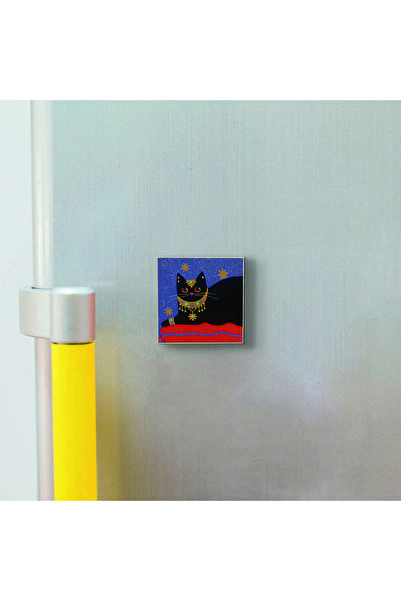 Souvenest Cat Printed Natural Stone Magnetkrg-167 Refrigerator Ornament