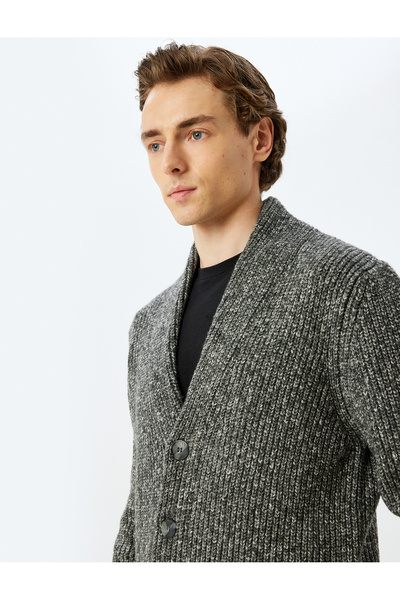 Koton V-Neck Cotton Blend Buttoned Knitwear Cardigan