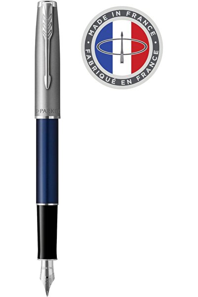 Parker Sont Essential fountain pen with blue ink and chrome finish, fine tip,...
